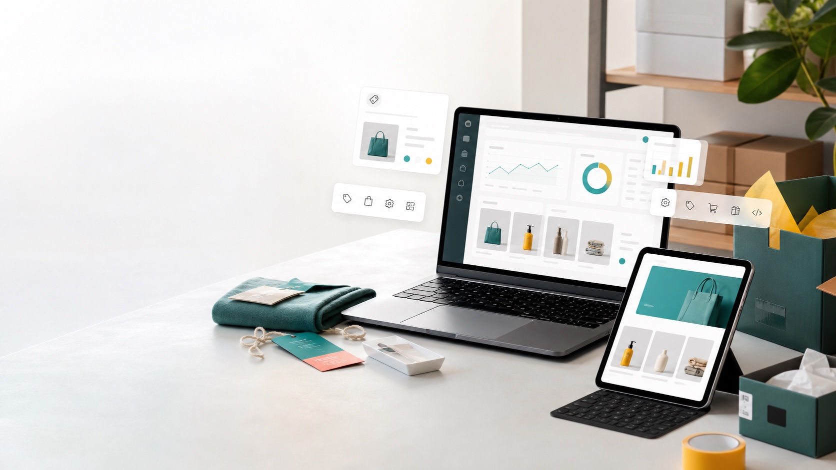 Custom ecommerce app dashboard and storefront visual